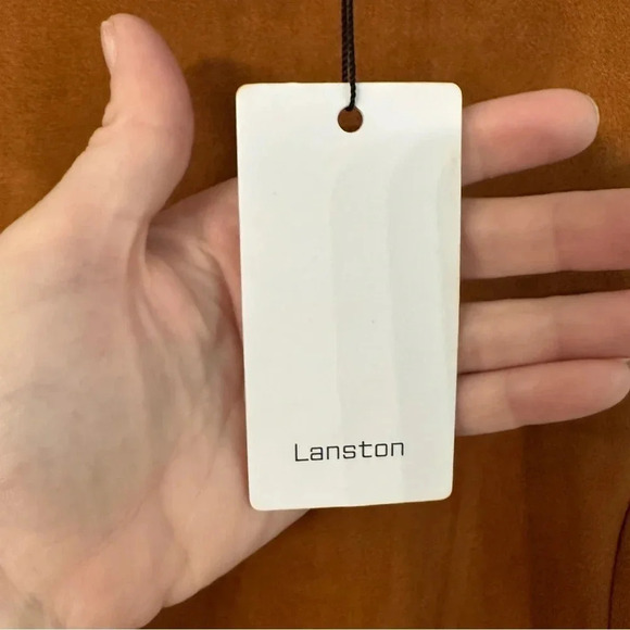 Lanston Women’s Sleeveless Brown Suede Turtleneck Back Zip-Up Dress Size L NWT - Picture 5 of 10